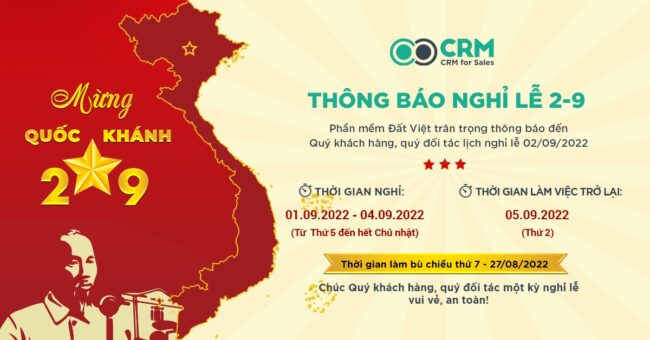 CRM CRMSales thông báo nghỉ lễ 2/9
