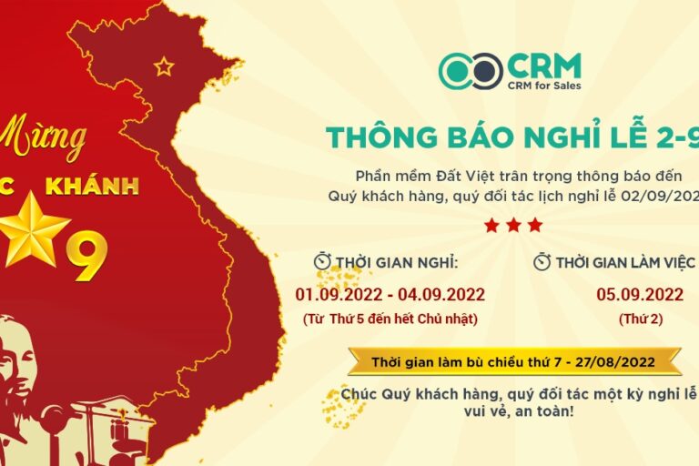 CRM CRMSales thông báo nghỉ lễ 2/9