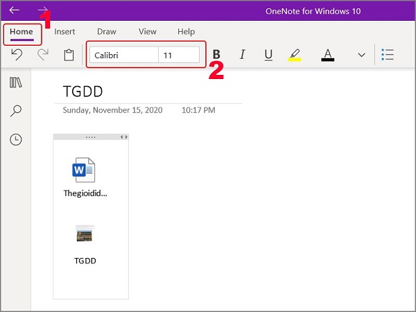 chọn font chữ trên onenote