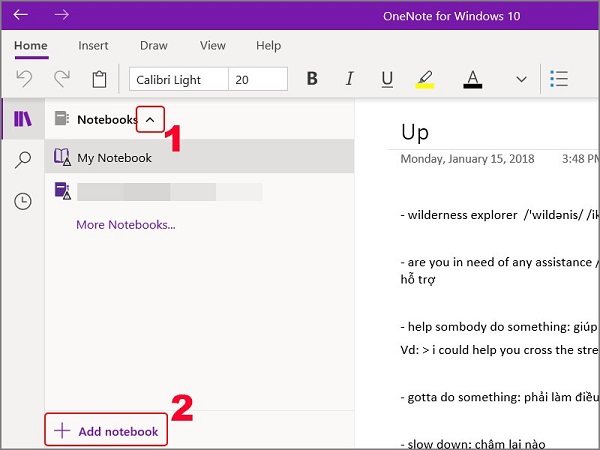 tạo ghi chú trên onenote